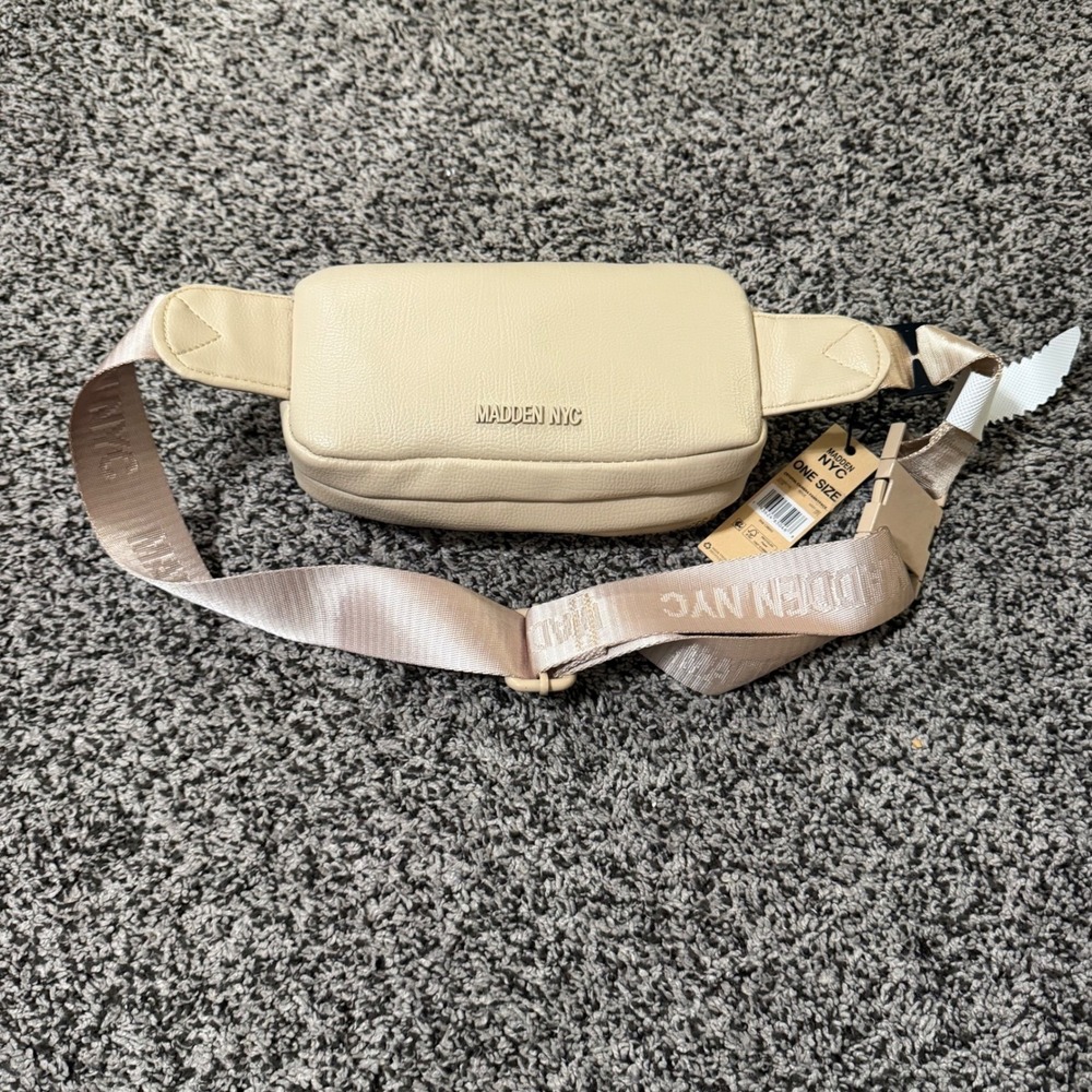 Rhinestone Crystal Belt Bag Sparkly Festival Fanny Pack Madden NYC Beige NWT - Picture 3 of 8